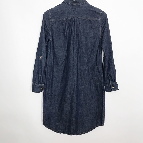 Tommy Hilfiger chambray pullover dress gold button - Picture 6 of 8